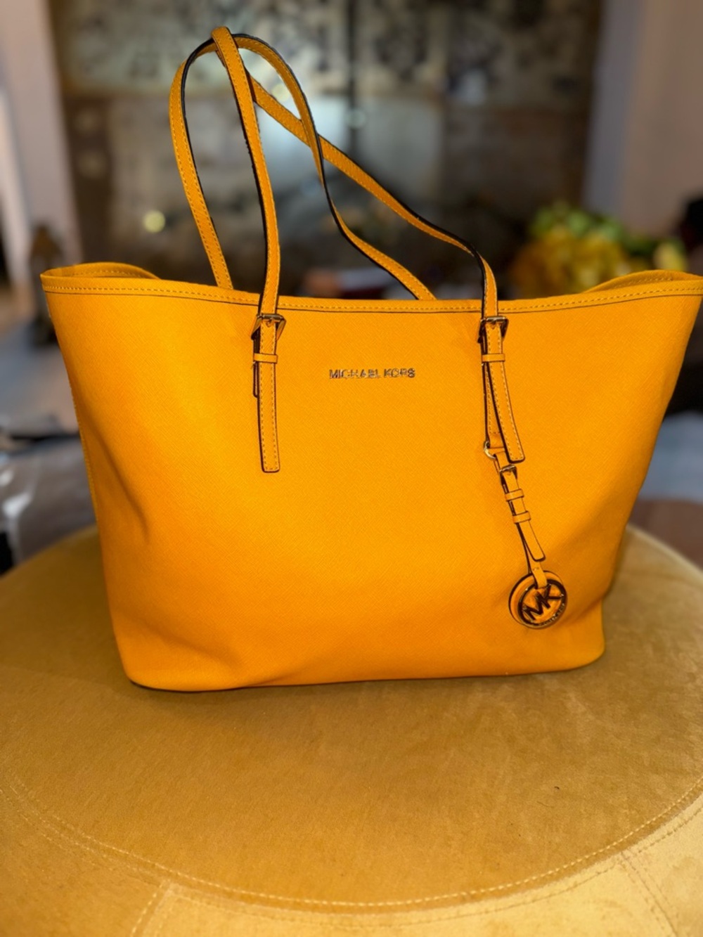 Michael Kors Yellow-Orange Saffiano Leather Tote